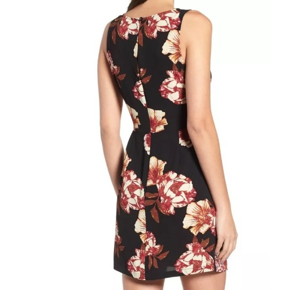 Classy Black Floral Sheath Dress L NWT - Picture 2 of 4